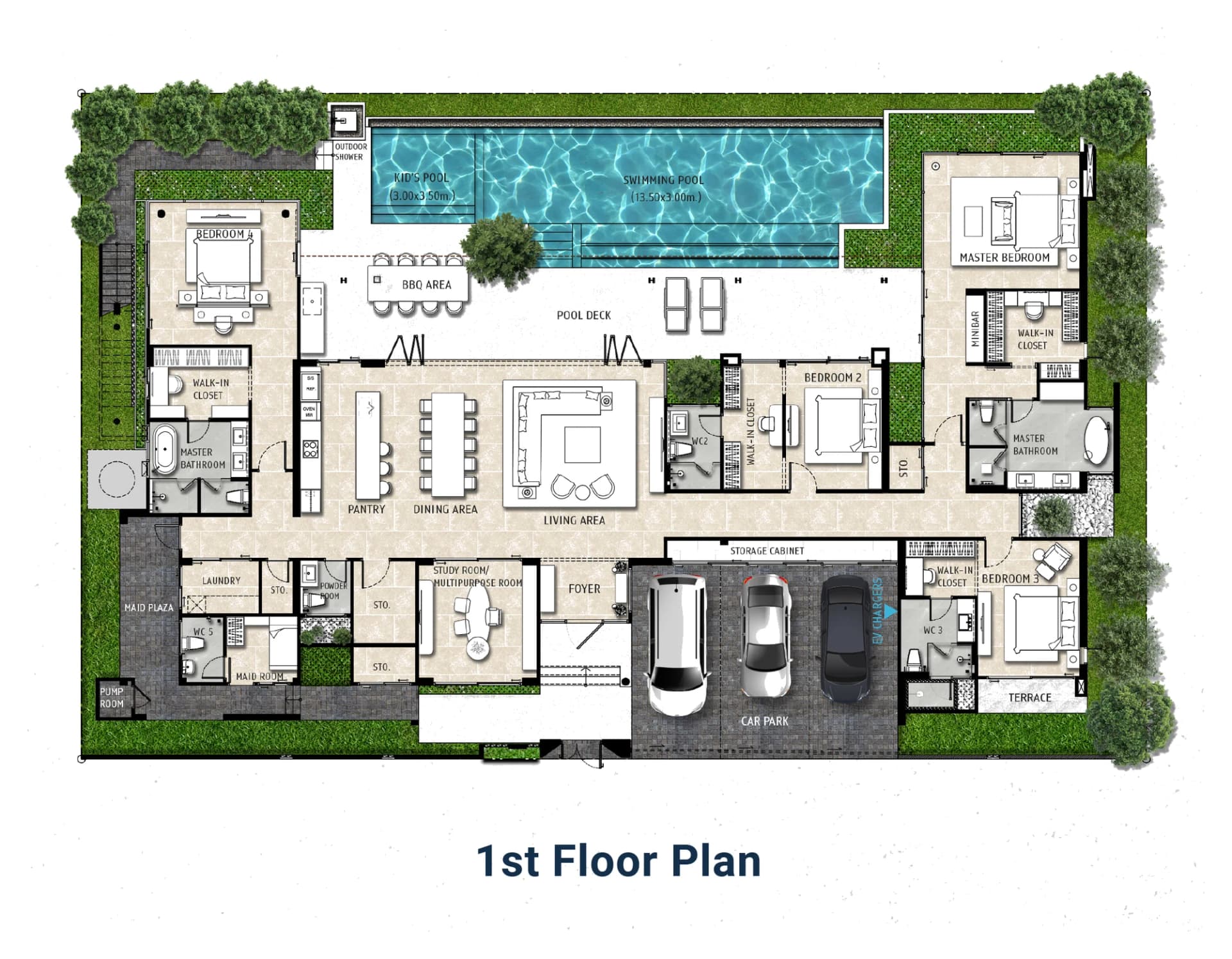 Xenia: single-storey plan with two master suites